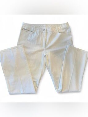 Spanner White Wide Leg Pants | Decorative Pocket Stitching | Size 14